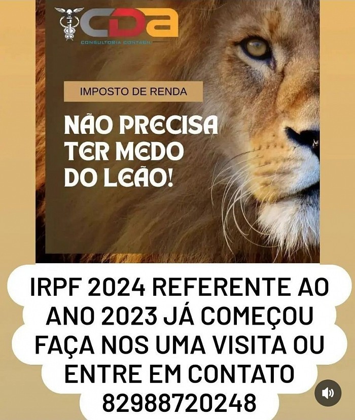 Imagem do leão informando o IRPF 2024.